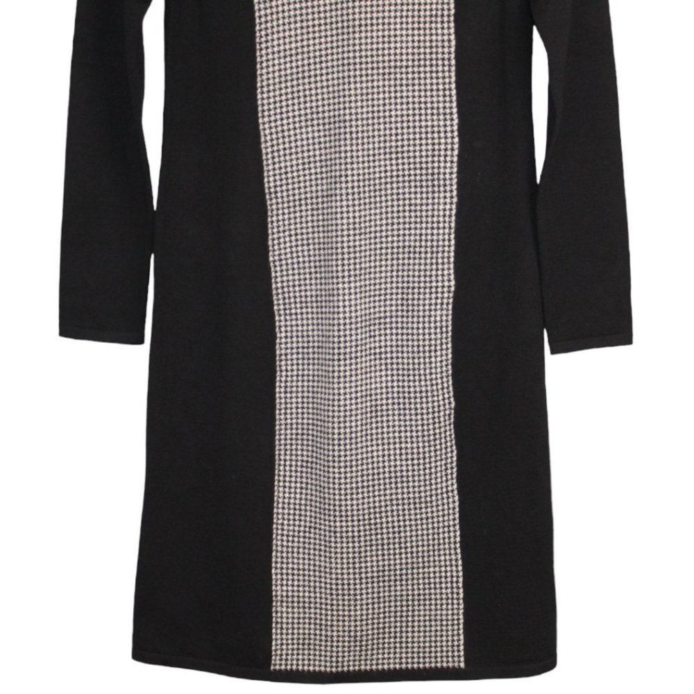 Lauren Ralph Lauren Sm Black White Sweater Dress Turtleneck Houndstooth Pullover - Picture 5 of 12